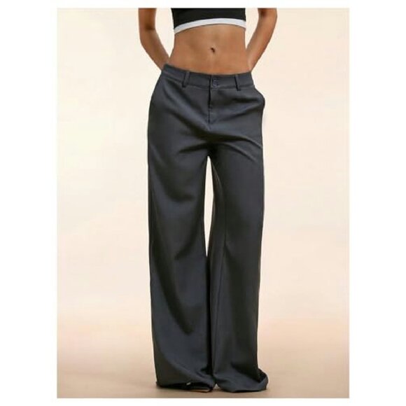 Low Rise Wide Leg Dress Pants Business Casual Work Slacks Straight Leg - Picture 6 of 7